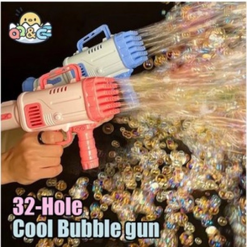 32 Hole Bubbles Gun Kids Toy Rocket Soap Bubble Machine Guns Automatic Blower Portable Pomperos with Light Toy for Children Gift - Alternate view 2 showing  color