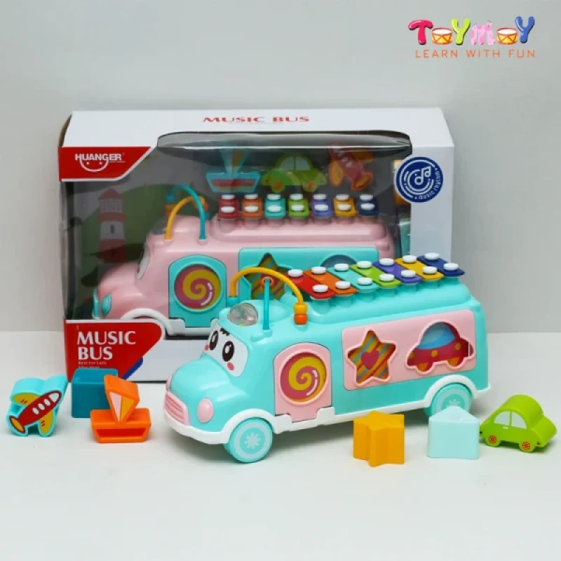 Xylo-bus- A fun xylophone music Bus and Puzzle Toy - Alternate view 1 showing  color