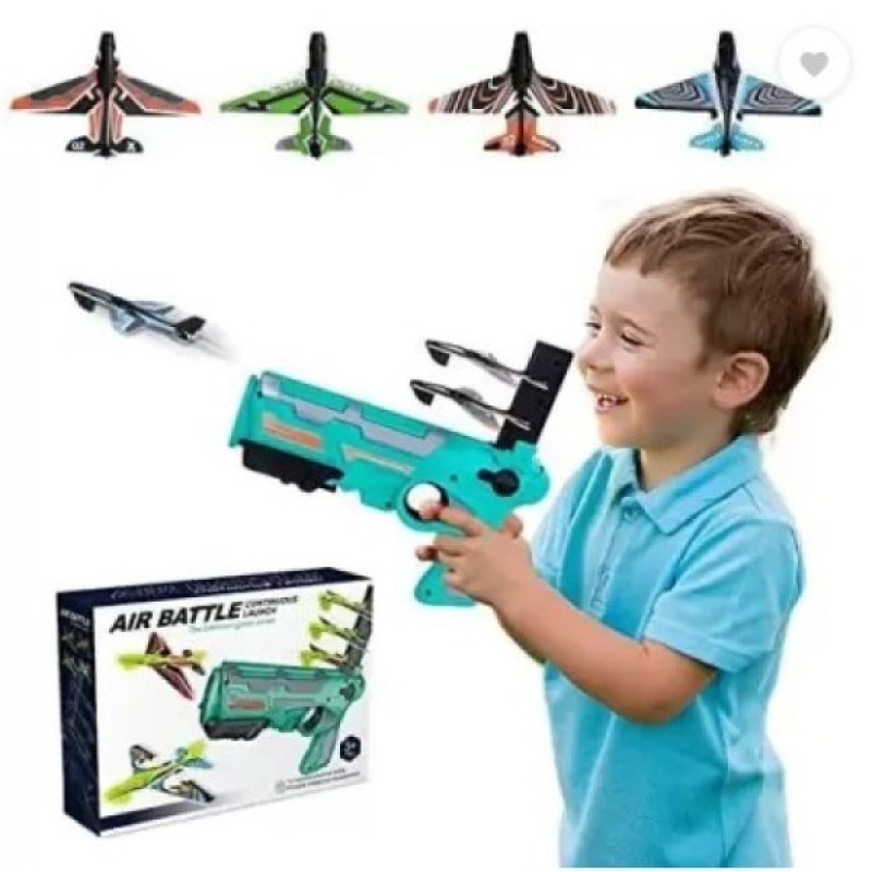 BABA Kids Flying Airplane Toy for 4-8 Years Kids Toys for Kids Ages 4-8 Airplane with Foam Plane, Boys Age 4-8 with One-Click Ejection Airplane Game, Gifts for 4-8 Years Old Boys (Multicolor) - Main view showing full design
