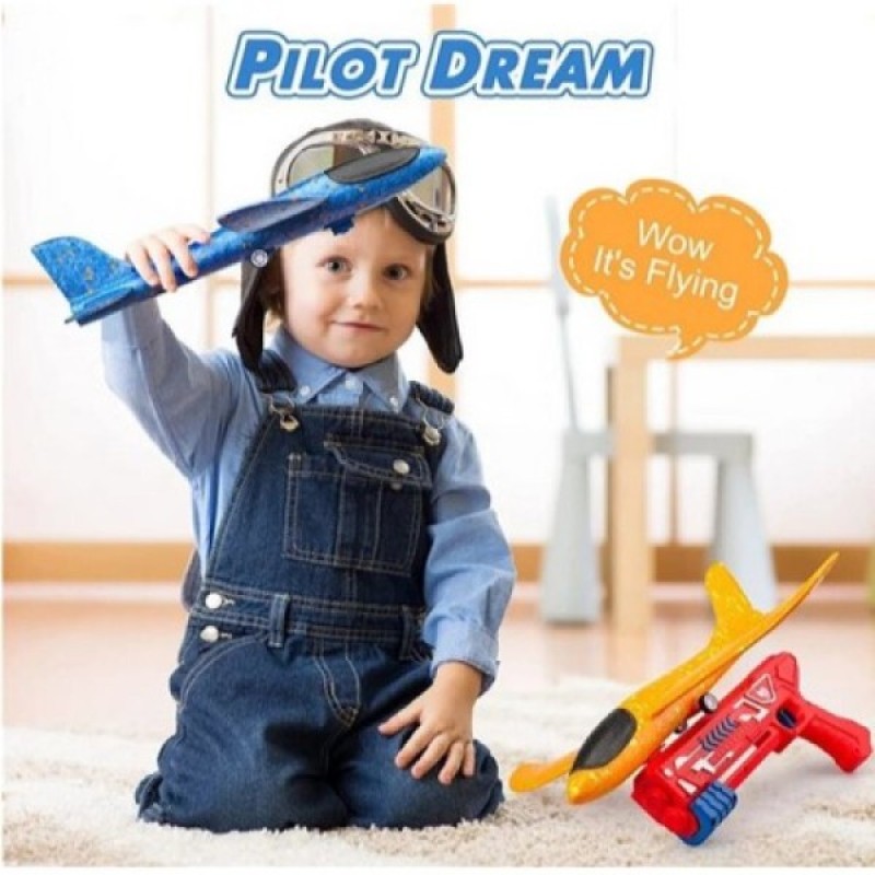 Kids Airplane Launcher Toys 12.2'' LED Foam Glider Catapult Gun Plane Toy for Boys Outdoor Flying Toys Birthday Gifts for Boys - Alternate view 2 showing  color