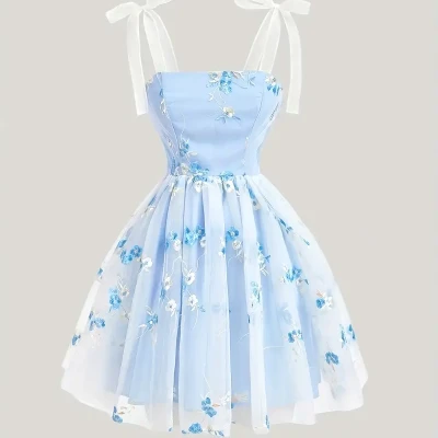 Elegant Off-Shoulder Ruffle Dress with Cross Tie Detail - White A-Line Midi Dress for Women, Perfect for Spring/Summer, Vintage-Inspired Design, Vintage Dress